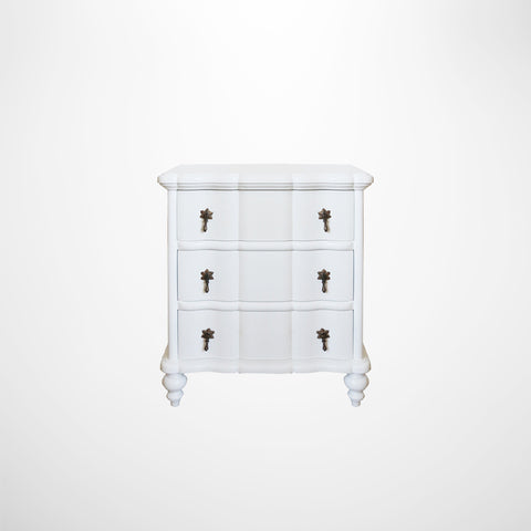 Ripple Front Mahogany Bedside In Antique White