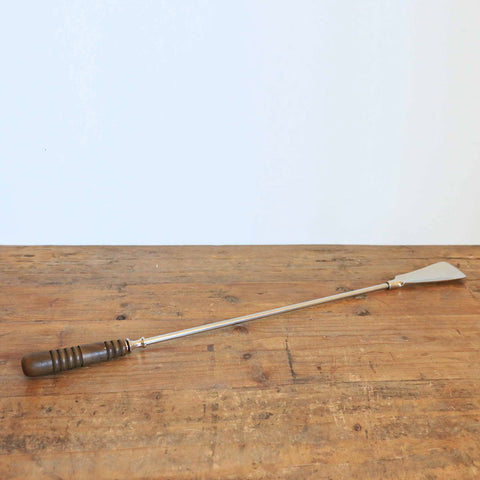 Long Shoe Horn in Nickel Finish With Wooden Handle