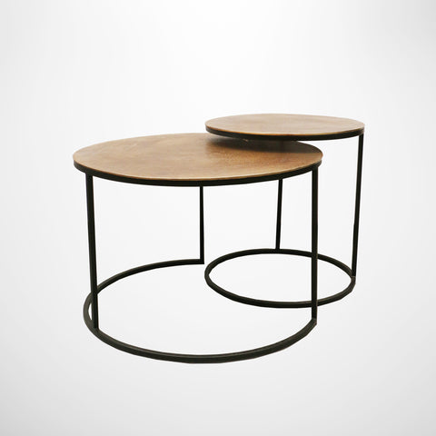 New York Nested Round Side Tables in Antique Brass