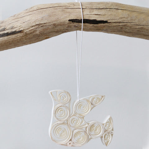 Handmade Curled Paper Dove Decoration