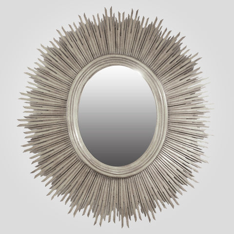 Oval Sun Mirror in Silver Finish