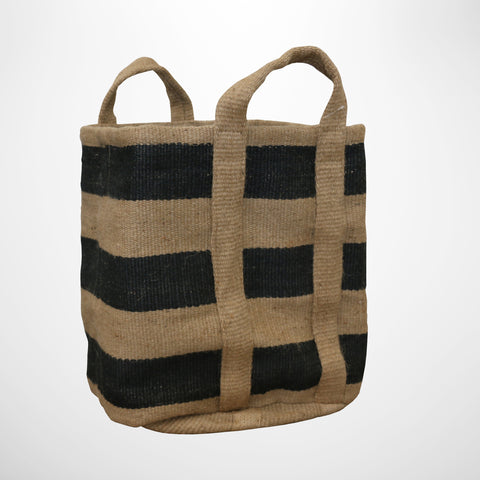 Jute Storage Bag with Handles in Natural and Black