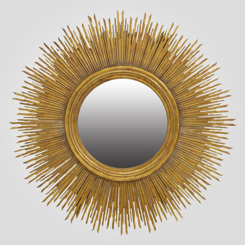 Round Sun Mirror in Gold Leaf
