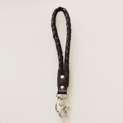 Leather Rope Key Ring in Dark Walnut