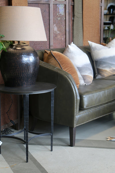 Otago Green Leather Sofa