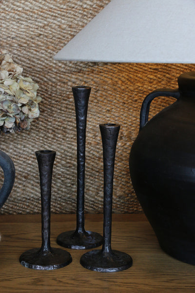 Forged Gothic Style Bronze Candlestick