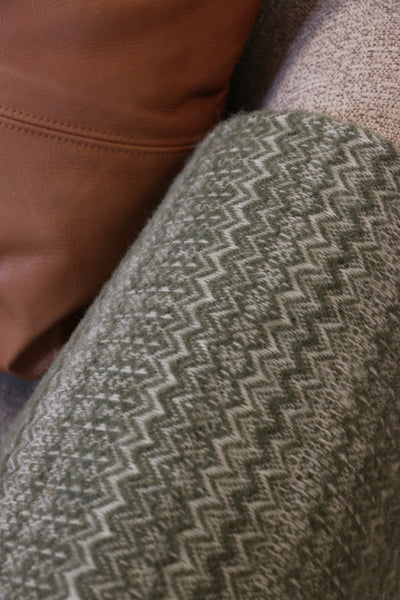 Wool Fair Isle Throw in Sage