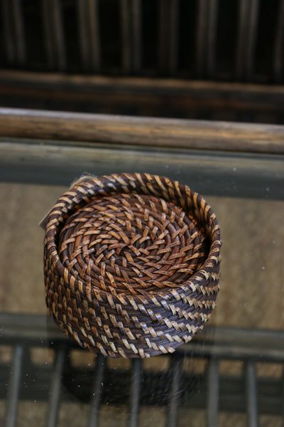 BERMUDA COASTER SET  IN WALNUT RATTAN