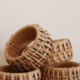 Set of 8 Bermuda Napkin Rings Natural Rattan