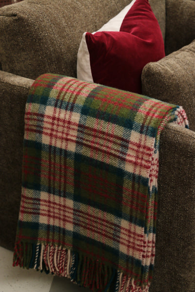 Wool Tartan Throw in Thistleberry