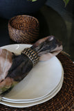 Set of 8 Bermuda Napkin Rings Walnut Rattan