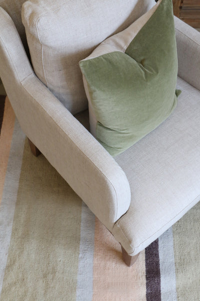 Multi Stripe Cotton & Jute Rug in Peach Green and Blue