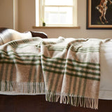 Wool Hex Check Throw in Olive