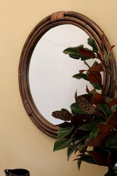 Bermuda Mirror in Walnut Rattan