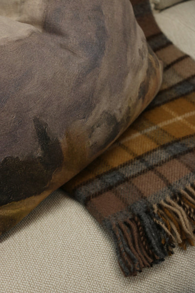 Wool Tartan Throw in Natural Buchanan