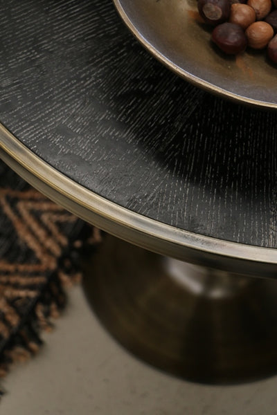 Luxor Black Oak Parquet Table with Pedestal Base