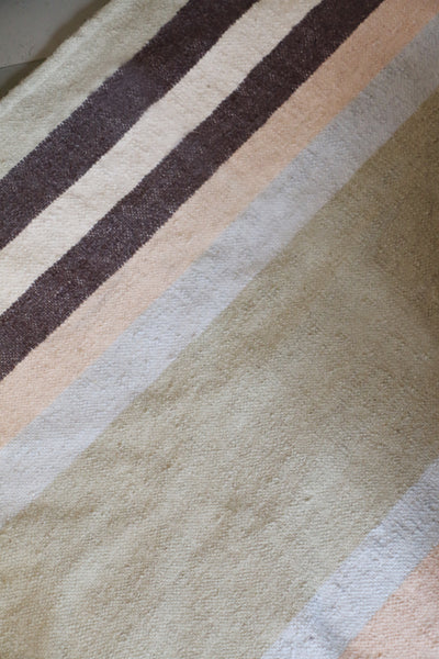 Multi Stripe Cotton & Jute Rug in Peach Green and Blue