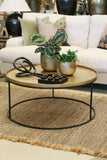 Soho Round Coffee Table Antique Brass with Black Legs