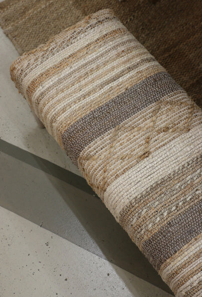 Calypso Ottoman in Woven Jute & Cotton