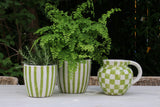 Lime Green Stripe Planter Small