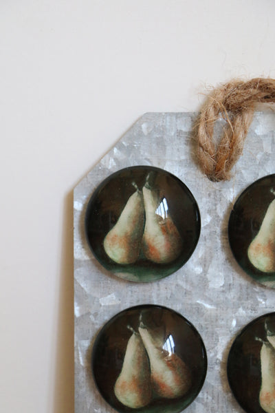 Raphael Pear Glass Magnets set of 6