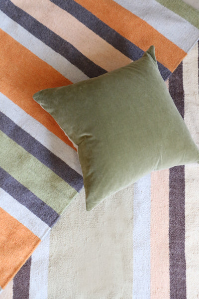 Multi Stripe Cotton & Jute Rug in Peach Green and Blue