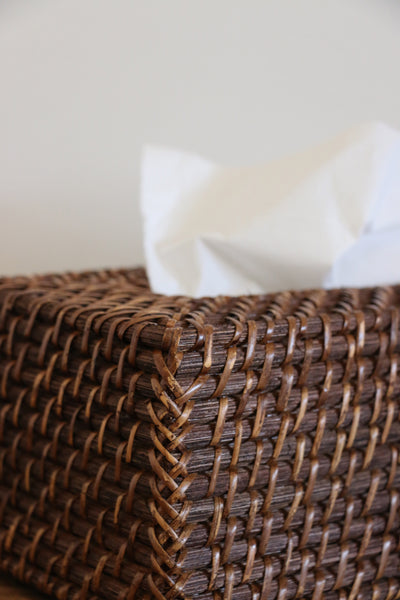 Bermuda Tissue Box Walnut Rattan