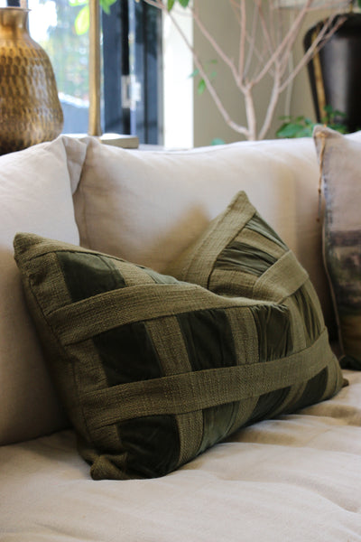 Emerald Velvet Checker Cushion Cover 30 X 50