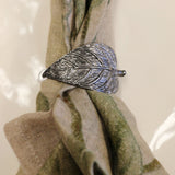 Duo Leaf Napkin Ring in Antique Silver Finish