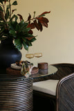 Bermuda Dining Table In Rattan With Glass Top