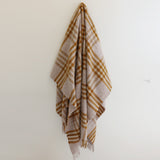 Wool Hex Check Throw in English Mustard