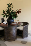 Bermuda Dining Table In Rattan With Glass Top