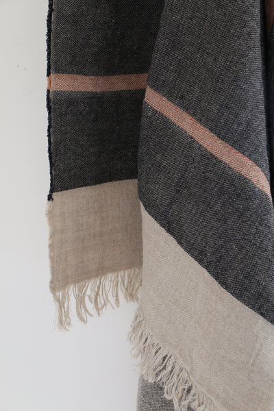 Libeco Throw / Fouta in Black Stripe 110 x 180