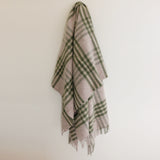 Wool Hex Check Throw in Olive