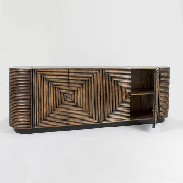 Bermuda Four Door Sideboard Oak & Cane