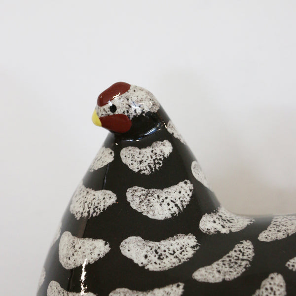 Ceramiques De Lussan Hen in Black Spotted White