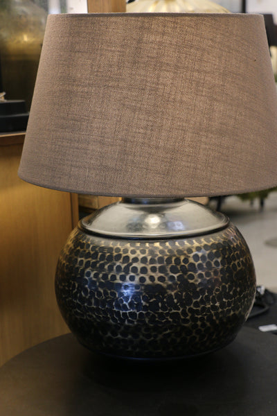 Egyptian Style Bronze and Brass Finish Beaten Lamp Base