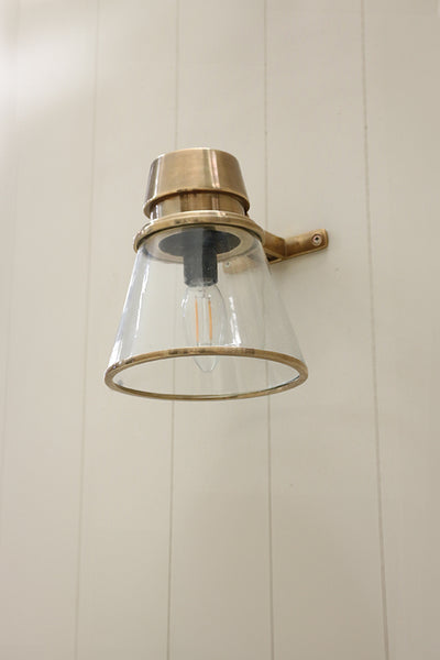 Saville Glass Wall Lamp in Antique Brass