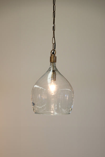 Capri Antique Brass & Glass Hanging Lamp