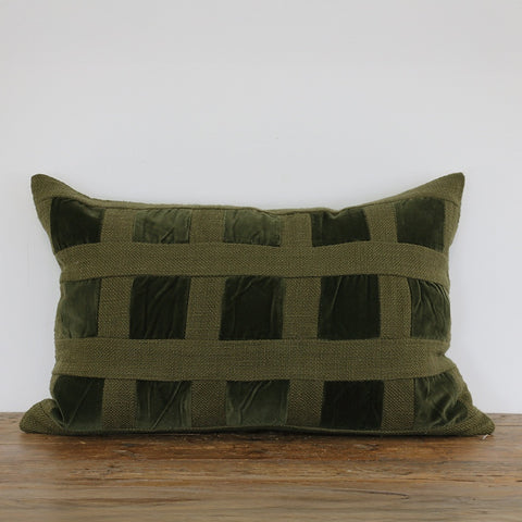 Emerald Velvet Checker Cushion Cover 30 X 50