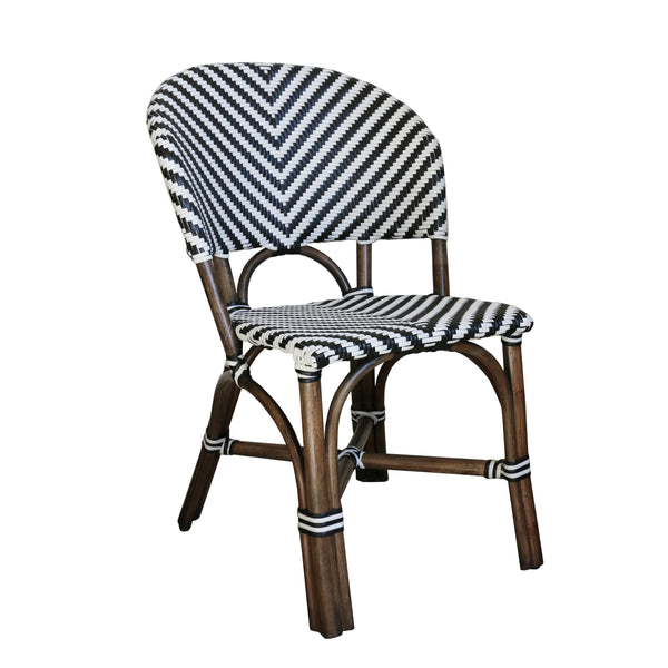 Bermuda Black & White Woven Rattan Chair