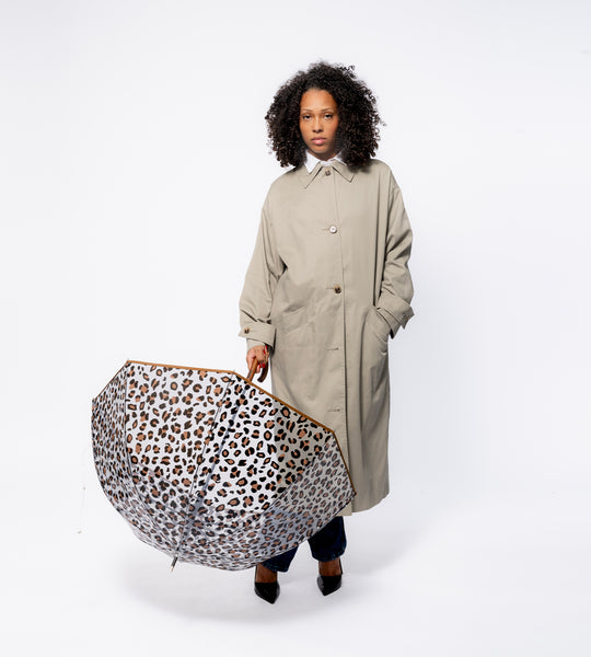 Anatole Clear Dome Umbrella in Leopard