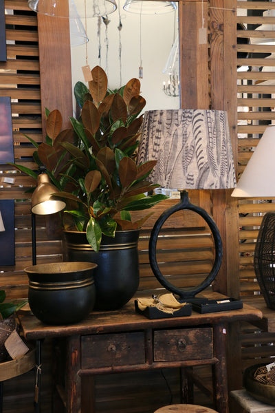 Forged Circular Lamp Base in Matt Black