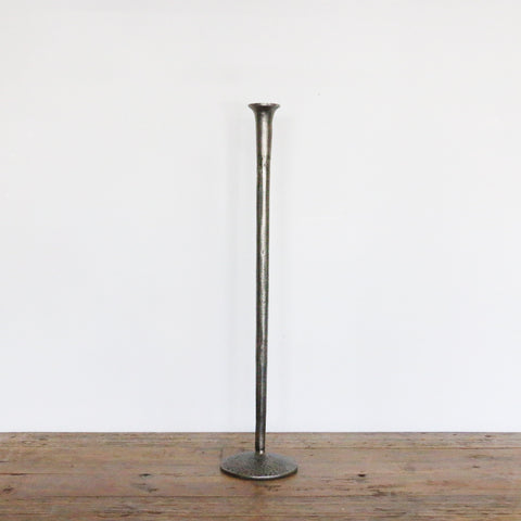 Forged Organic Style Tall Candlestick in Aged Pewter Finish