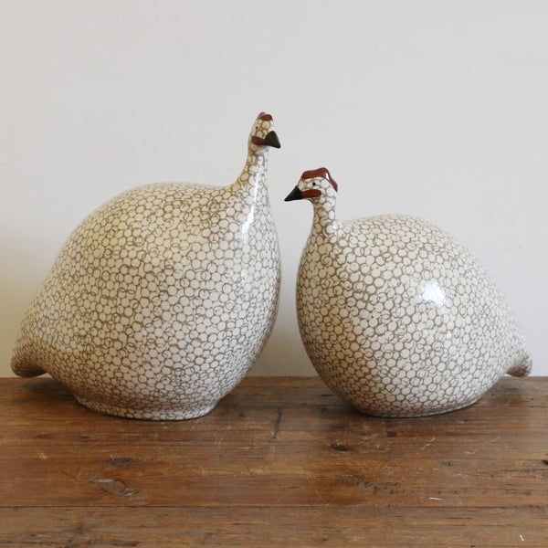 Ceramiques De Lussan Guinea Fowl in White Spotted Grey - Medium