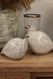 Ceramiques De Lussan Guinea Fowl in White Spotted Black- Medium