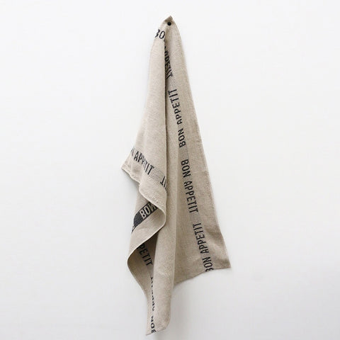 French Bon Appetit Tea Towel in Black