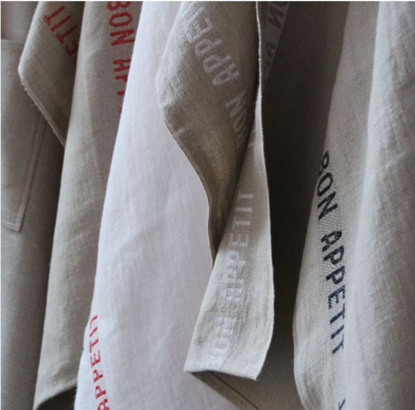 French Linen Bon Appetit Table Runner in Red