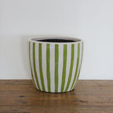 Lime Green Stripe Planter Large