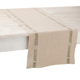 French Linen Bon Appetit Table Runner in Olive Green